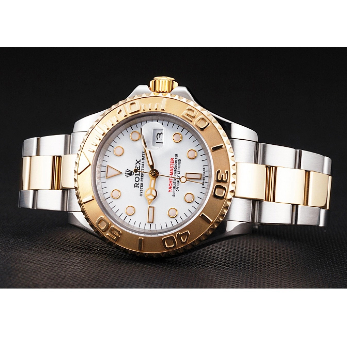 Aaa fake watches Bracelet Two White Swiss Gold Yacht-Master Stainless Steel Case Dial Bezel Tone Rolex 0719
